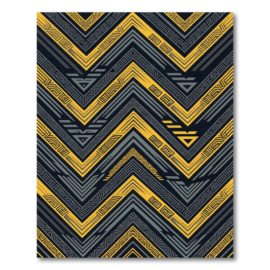 Bold Golden Zigzag Geometric Charcoal Texture Rug