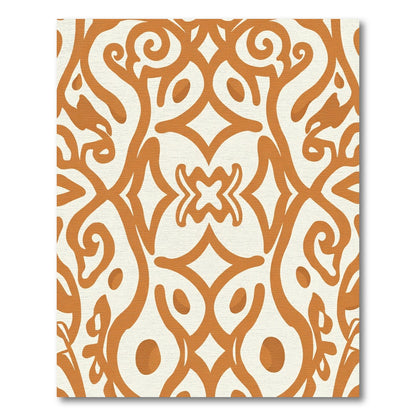 Terracotta Scrollwork Arabesque Layout Rug