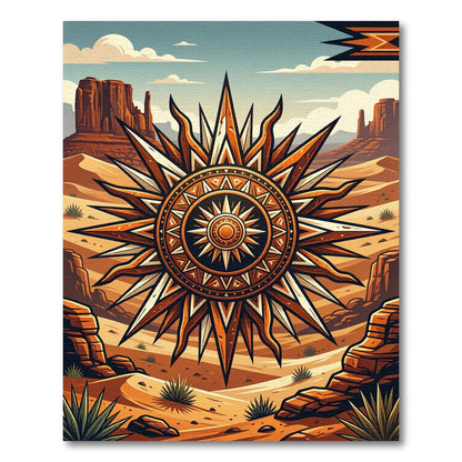 Western Desert Sunburst Terra Cotta Medallion Rug