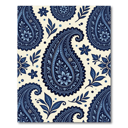Elegant Blue Paisley Floral Art Rug