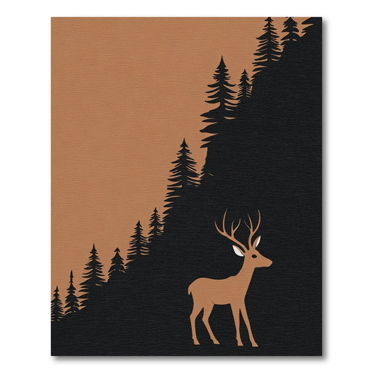 Brown Deer Forest Silhouette Rug