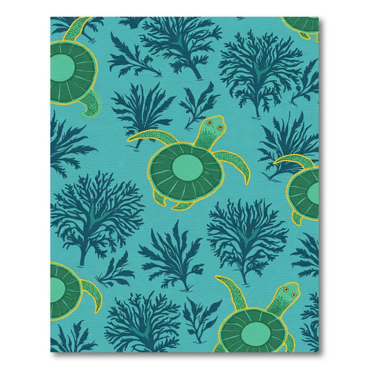 Teal Ocean Turtles Seaweed Collection Rug