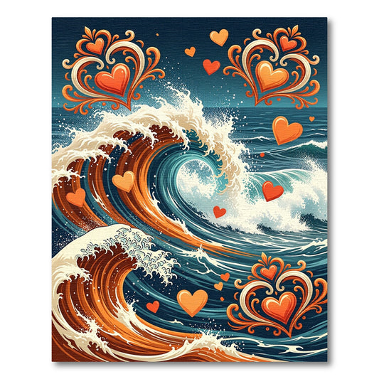 Coral Heart Swirl Ocean Waves Rug