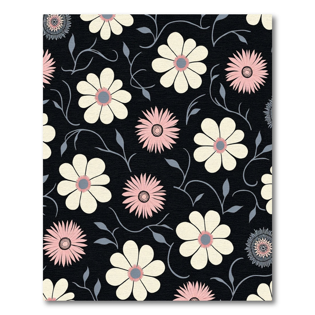 Cream Pink Daisy Floral Vine Rug