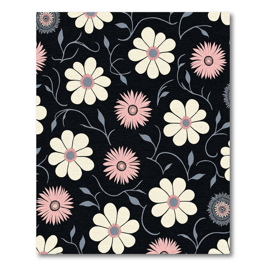 Cream Pink Daisy Floral Vine Rug