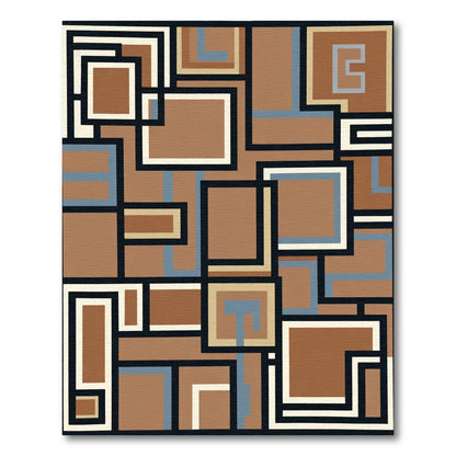 Abstract Brown Geometric Rectangles Rug