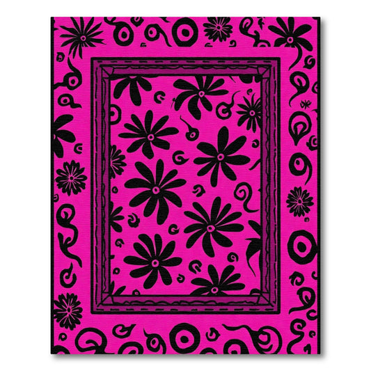 Bold Pink Floral Border Rug