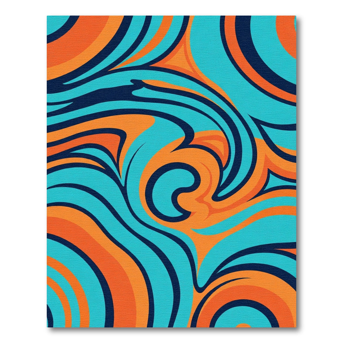 Aqua Orange Swirls Abstract Rug