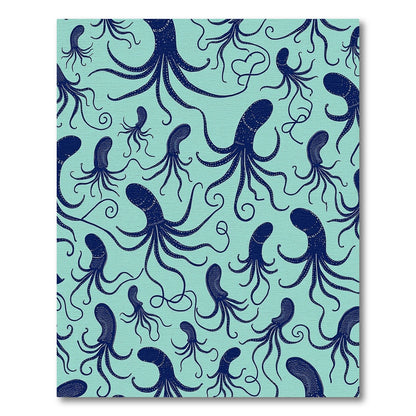 Teal Navy Octopus Tentacles Whimsical Rug