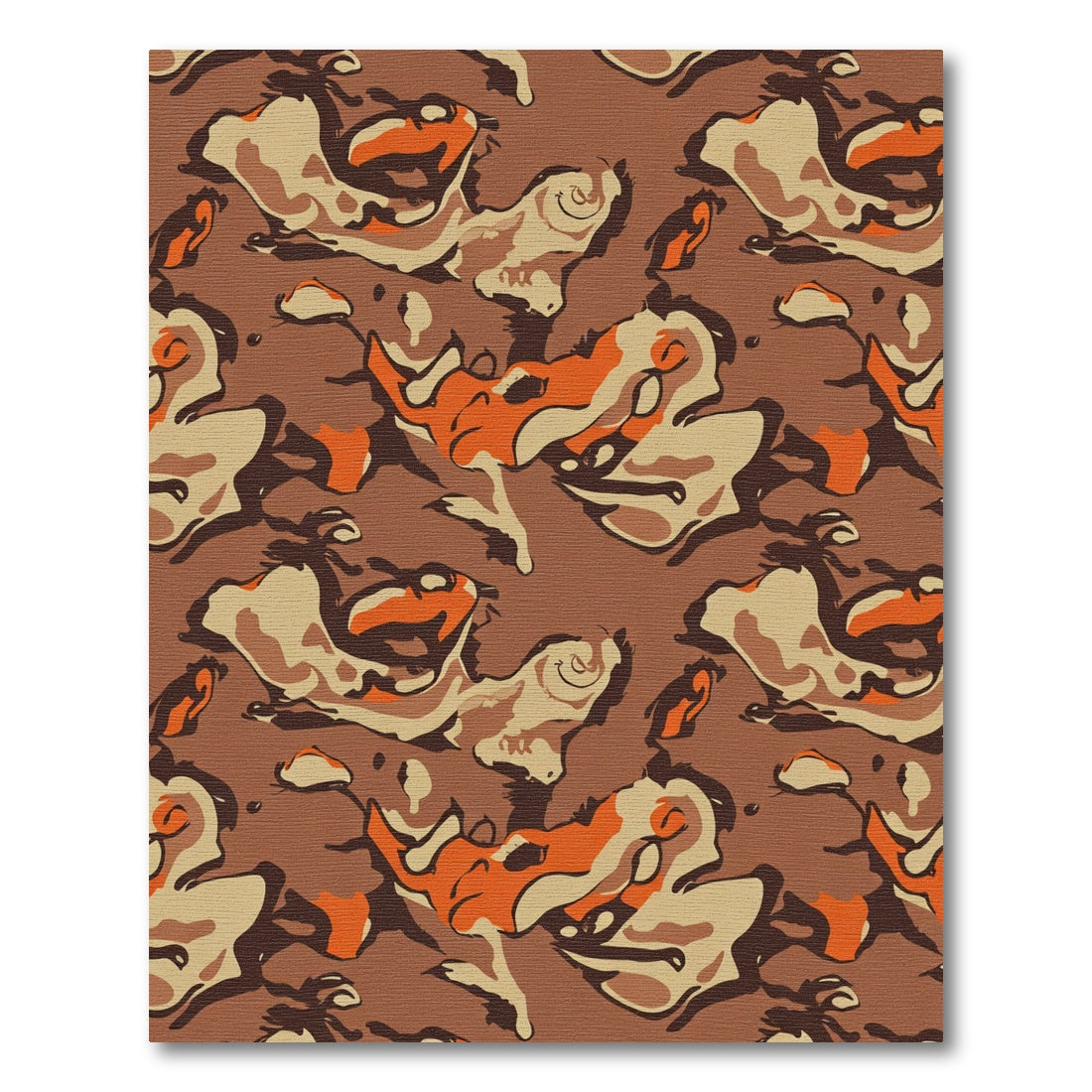 Brown Orange Abstract Camouflage Rug