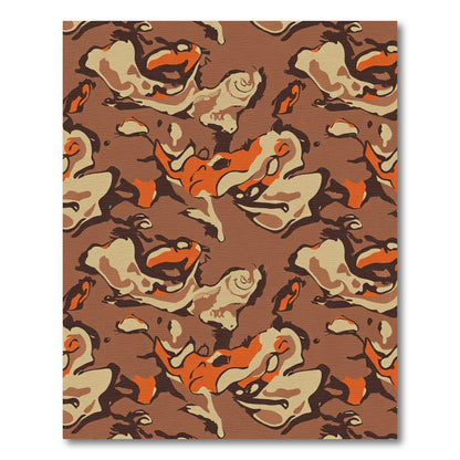 Brown Orange Abstract Camouflage Rug