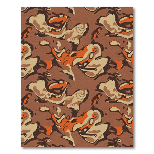 Brown Orange Abstract Camouflage Rug