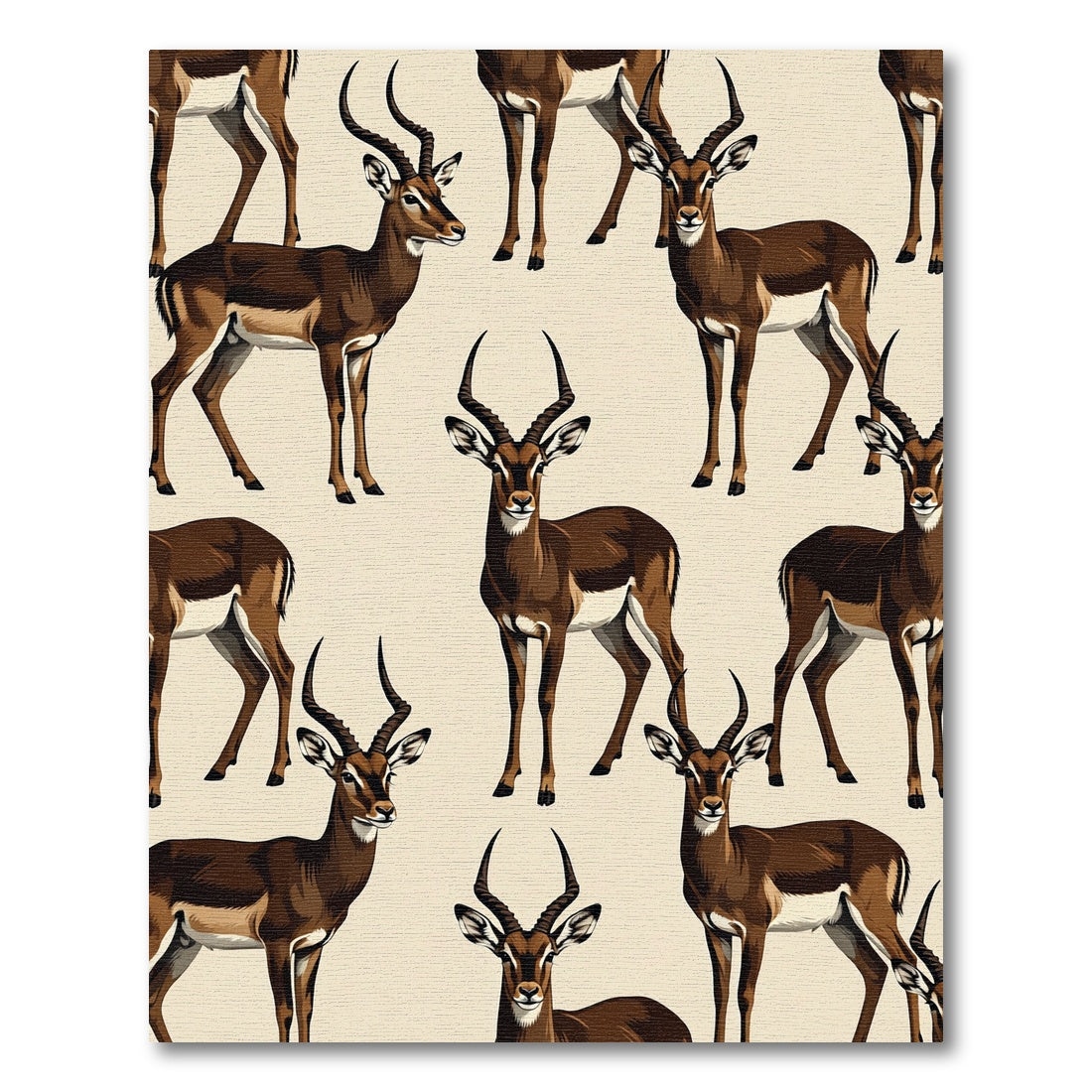 Earthy Brown Gazelle Animal Illustration Rug