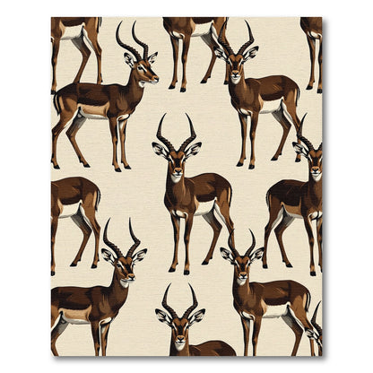 Earthy Brown Gazelle Animal Illustration Rug