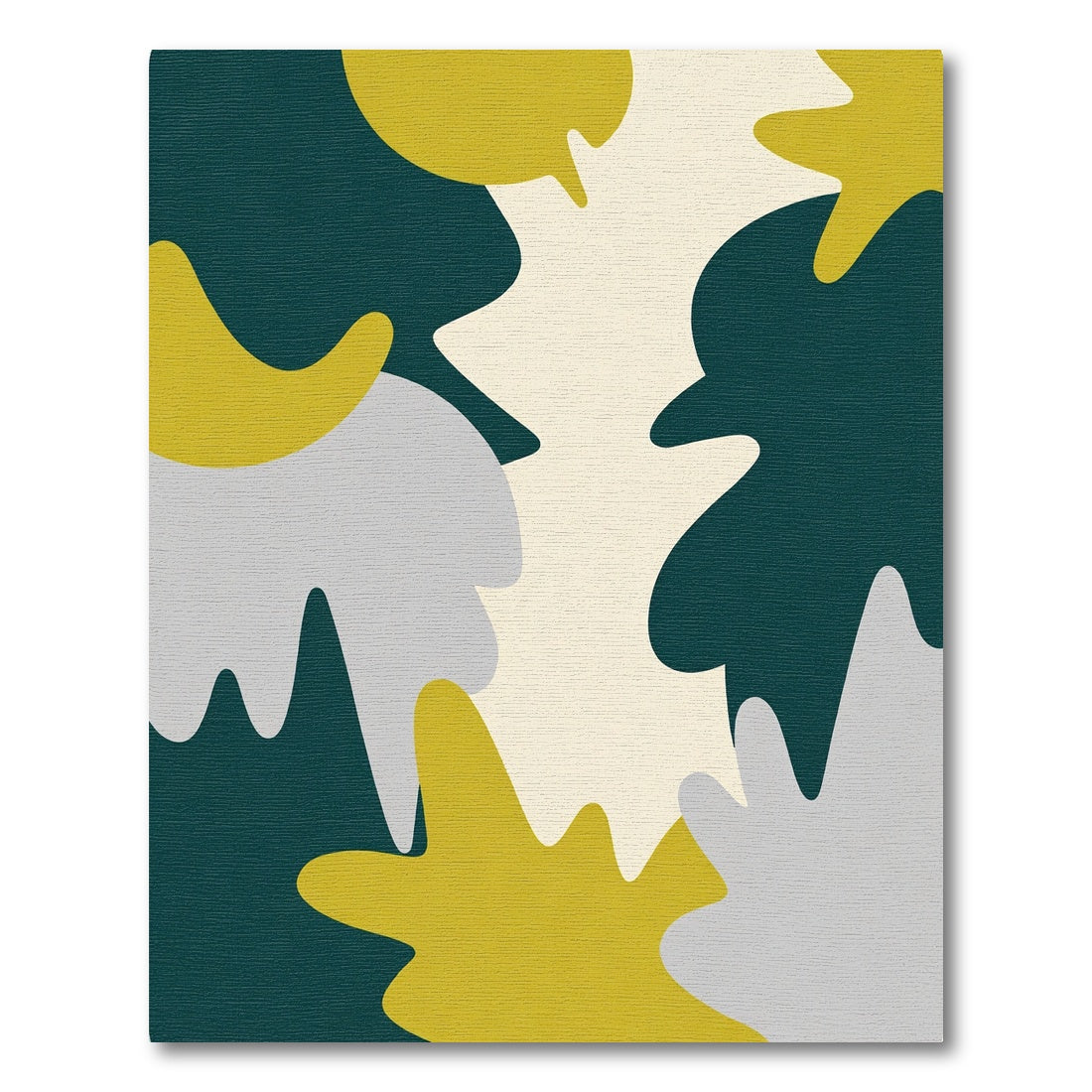 Modern Teal Yellow Organic Shapes Rug