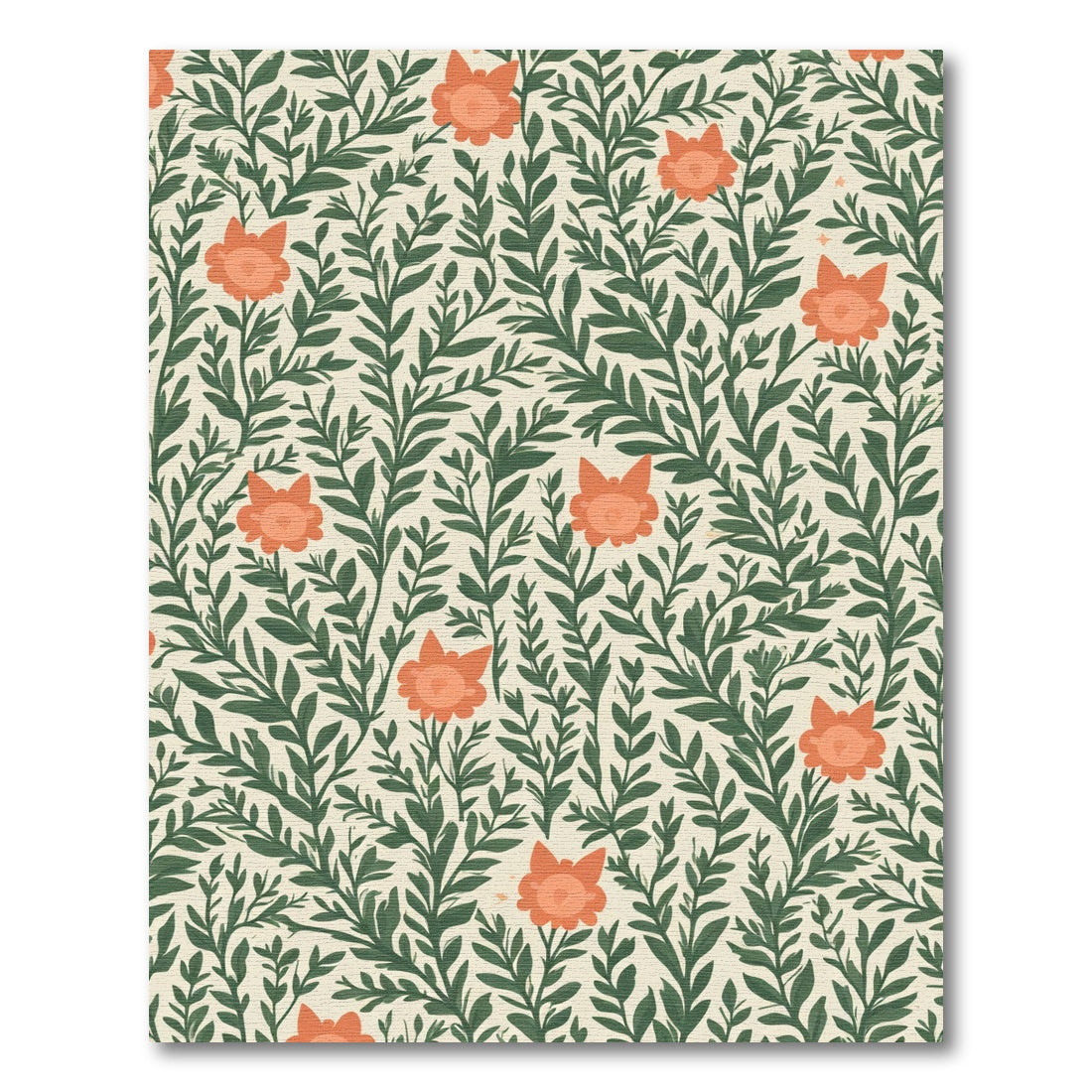 Coral Blossom Vines Cream Rug