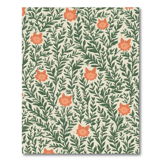 Coral Blossom Vines Cream Rug