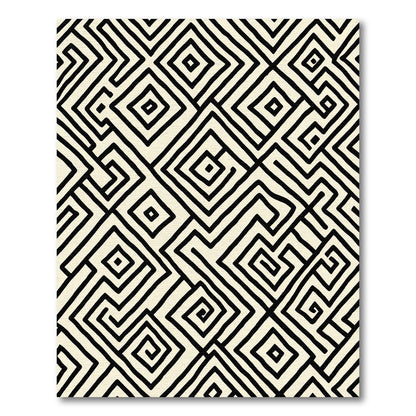 Black Cream Geometric Maze Rug