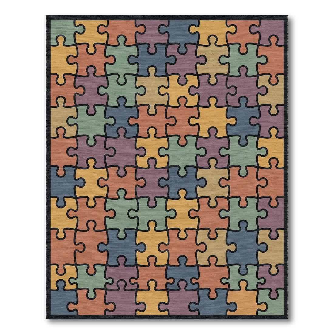 Earthy Multicolor Jigsaw Puzzle Rug