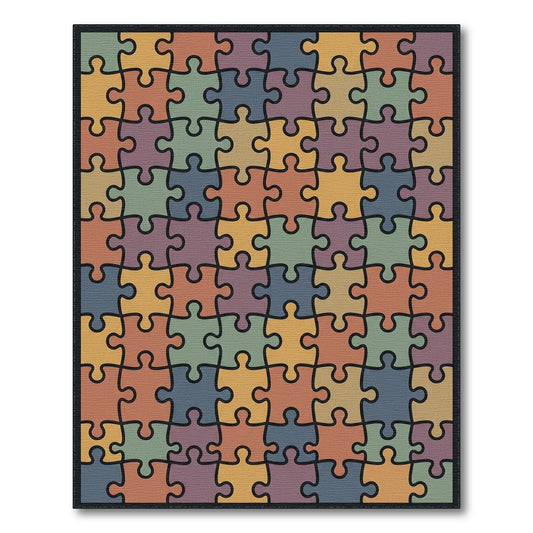 Earthy Multicolor Jigsaw Puzzle Rug