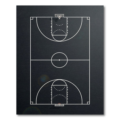 Black and White Basketball Court Lines Rug