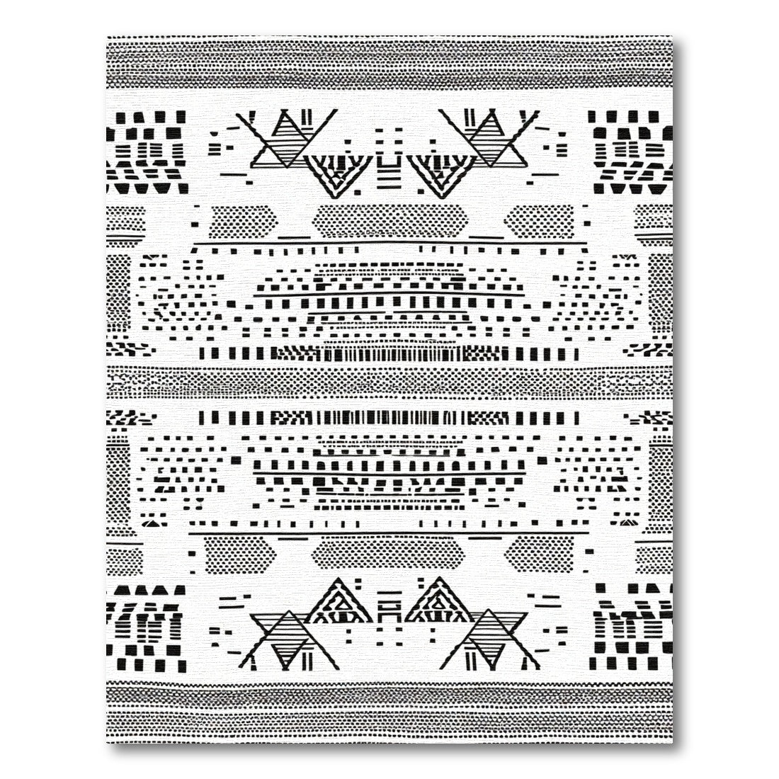 Bold Tribal Geometric Black White Rug