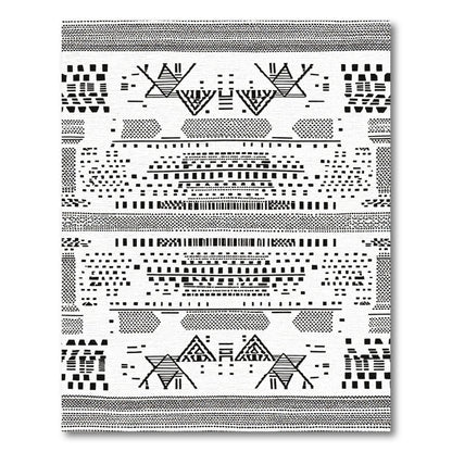 Bold Tribal Geometric Black White Rug
