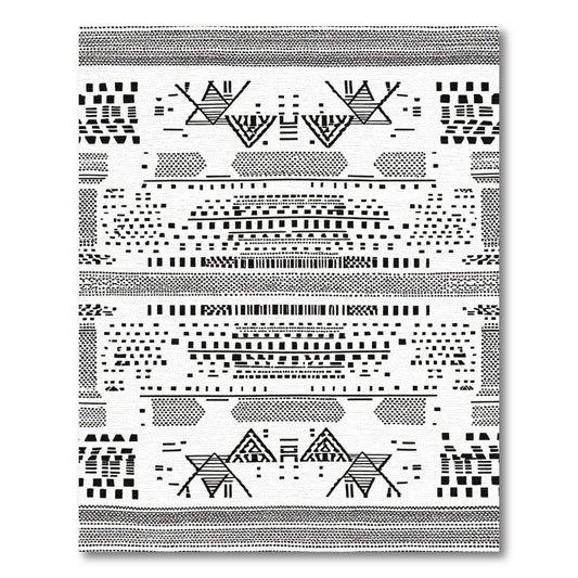 Bold Tribal Geometric Black White Rug