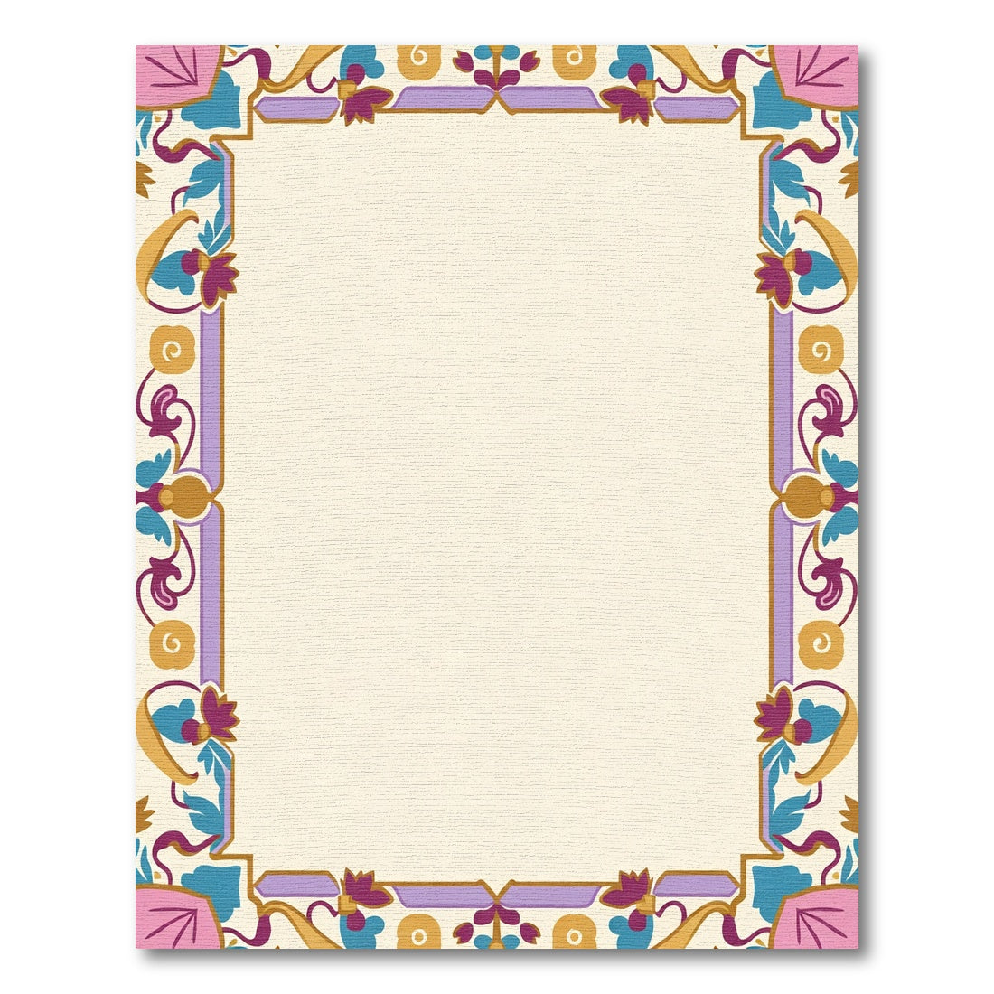 Regal Purple Gold Floral Border Rug