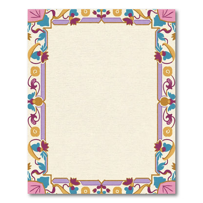 Regal Purple Gold Floral Border Rug