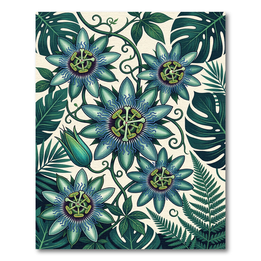 Vibrant Blue Star Flower Foliage Rug