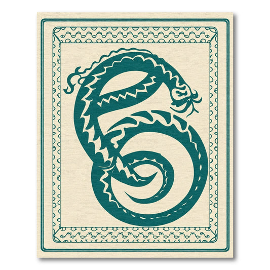 Teal Dragon Swirl Border Rug