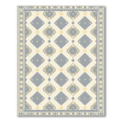 Gray and Yellow Diamond Lattice Rug