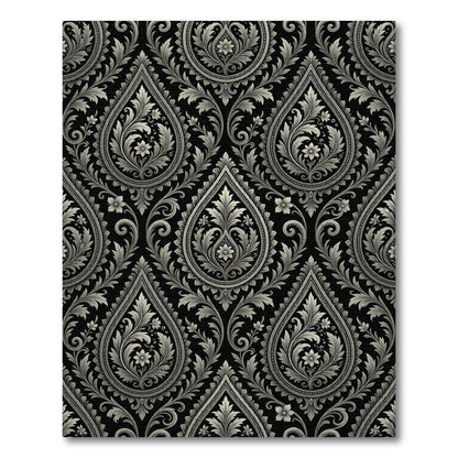 Monochromatic Paisley Floral Brocade Rug