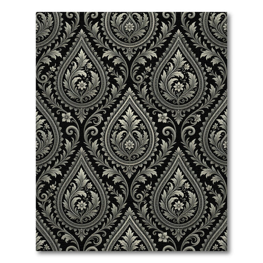 Monochromatic Paisley Floral Brocade Rug