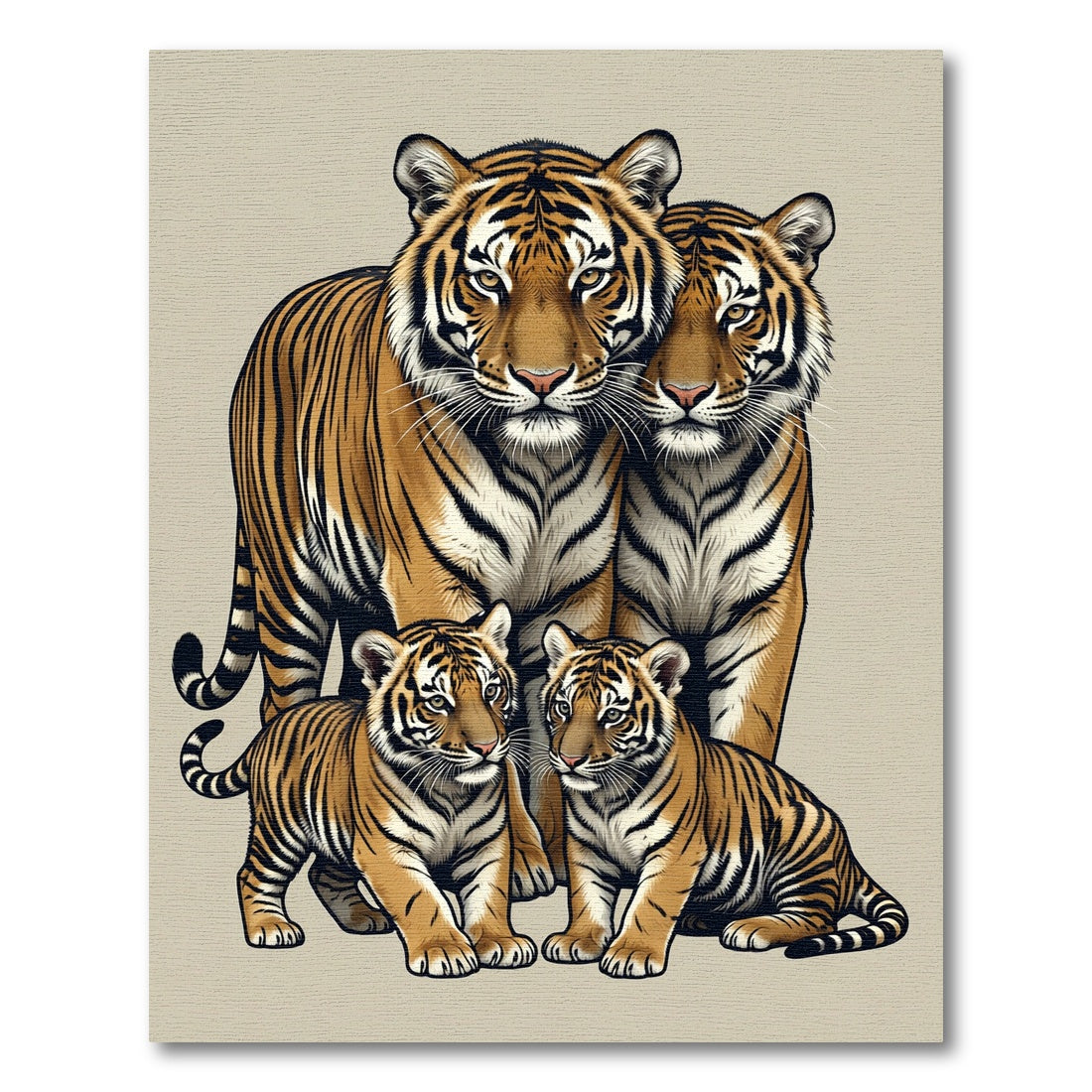 Majestic Tiger Family Portrait Rug