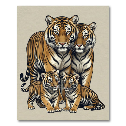 Majestic Tiger Family Portrait Rug