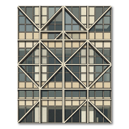Geometric Cream and Slate Grid Rug
