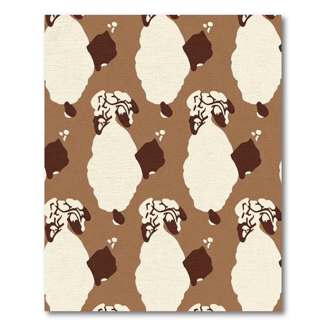 Brown Cream White Abstract Sheep Rug