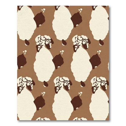 Brown Cream White Abstract Sheep Rug