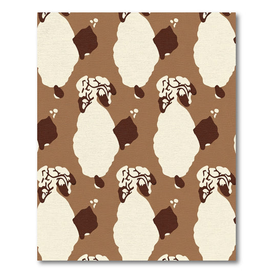 Brown Cream White Abstract Sheep Rug