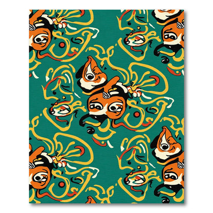 Whimsical Orange Character Serpentine Rug