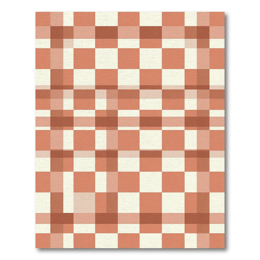 Terracotta Cream Checkered Squares Rug