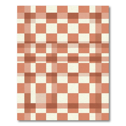 Terracotta Cream Checkered Squares Rug