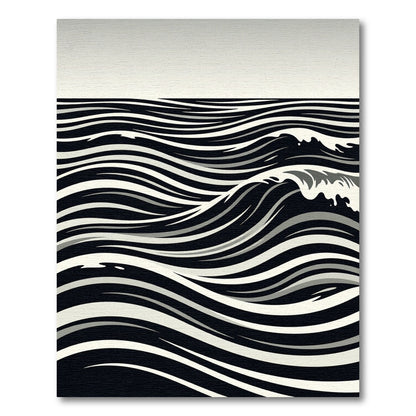 Monochromatic Black White Wave Rug