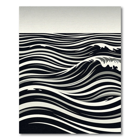 Monochromatic Black White Wave Rug
