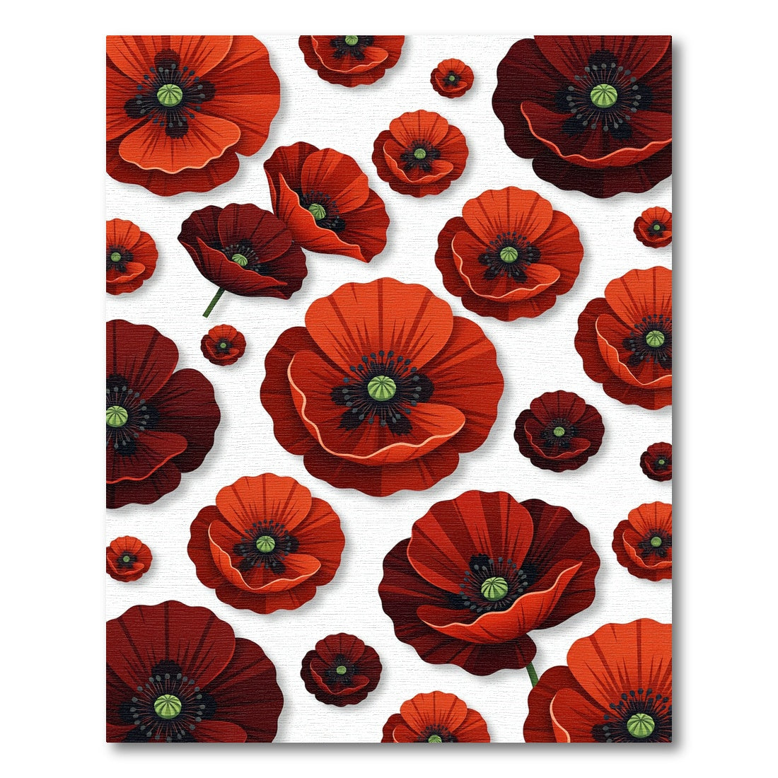 Vibrant Red Poppy Floral Collage Rug