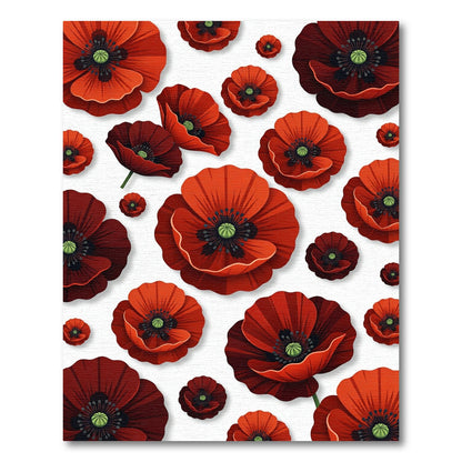 Vibrant Red Poppy Floral Collage Rug