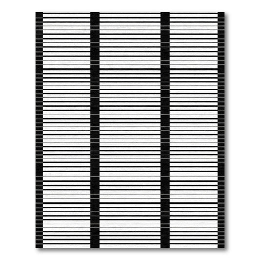 Monochrome Horizontal Stripe Grid Rug
