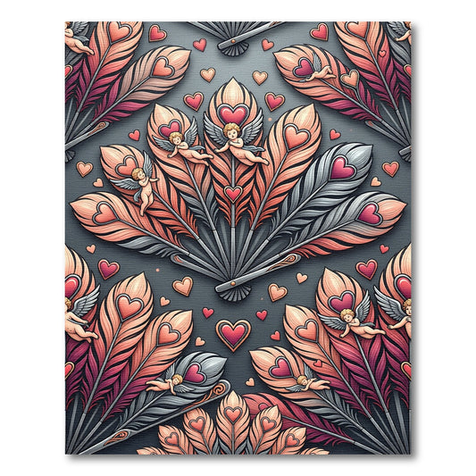 Pink Feather Cherub Heart Arrangement Rug